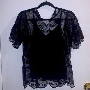 black lace overlay top